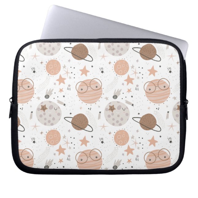 Niedliches Doodle-Planet-Muster Laptopschutzhülle (Vorderseite)