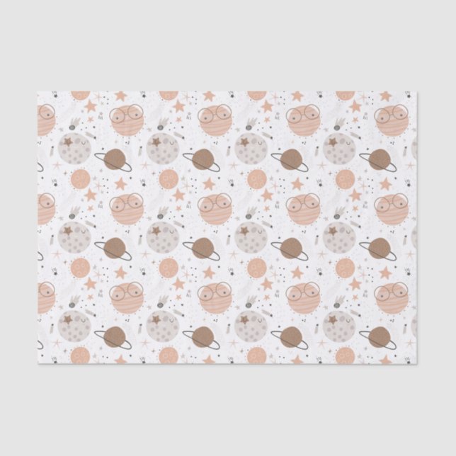 Niedliches Doodle-Planet-Muster Seidenpapier (Vorderseite)