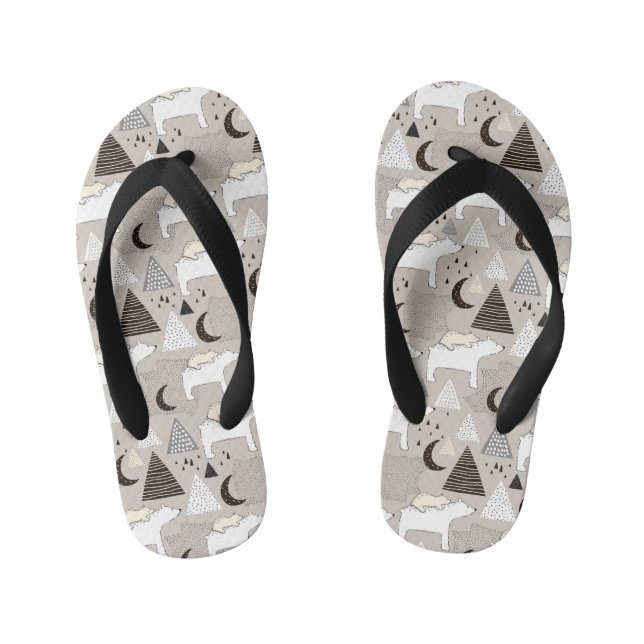 Niedliches Doodle-Waldbärmuster Kinderbadesandalen (Fußbett)
