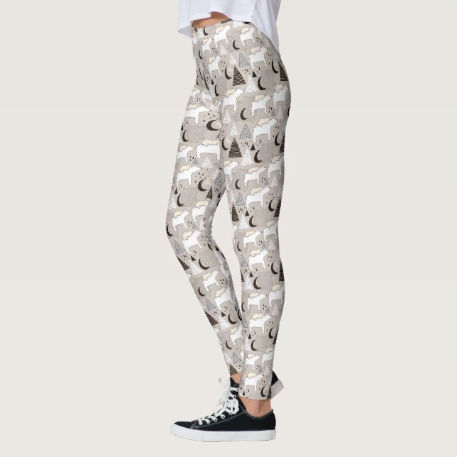 Niedliches Doodle-Waldbärmuster Leggings (Links)