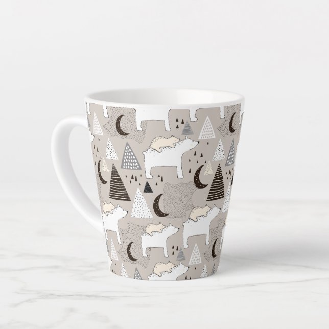 Niedliches Doodle-Waldbärmuster Milchtasse (Linke Ecke)
