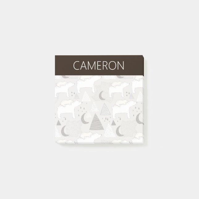 Niedliches Doodle-Waldbärmuster Post-it Klebezettel (Vorderseite)