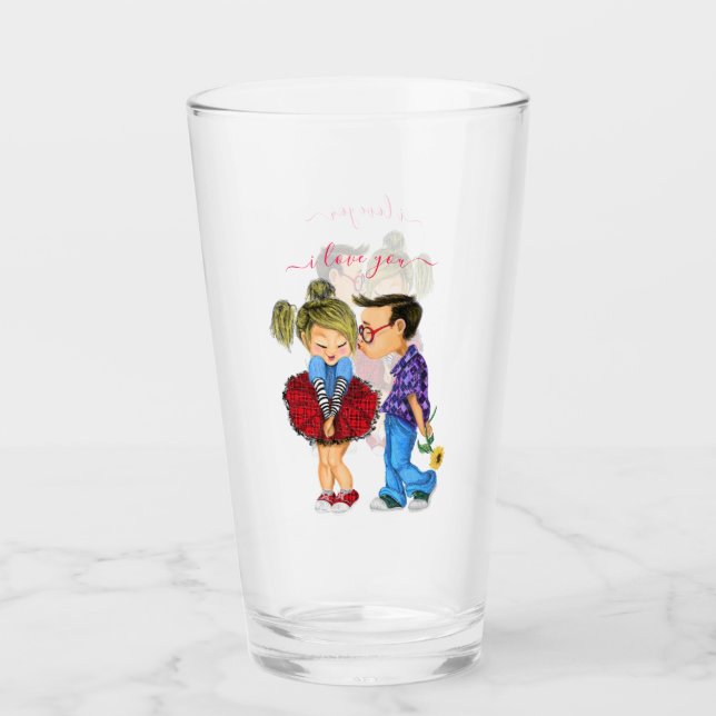 Niedliches Doppelglas mit Text - I Liebe Sie Glas (Vorderseite)