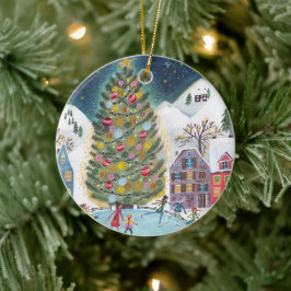 Niedliches Dorf Erste Weihnachten als Großeltern F Keramik Ornament