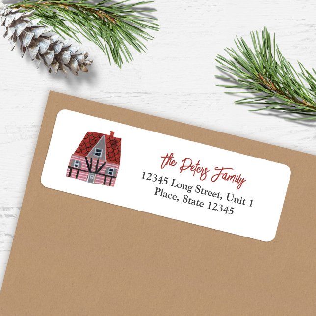 Niedliches Dorf Nordic House (Cute Nordic House Village Christmas Label)