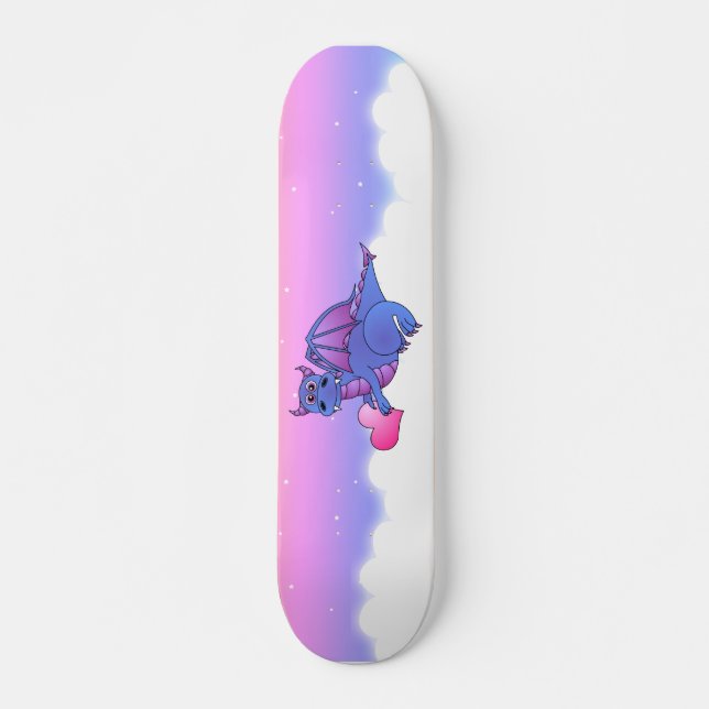 Niedliches Drache-Herz-Blau - Rosa - lila Skateboard (Vorne)
