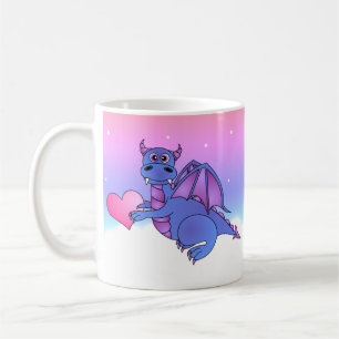Niedliches Drache-Herz-Tassen-Blau - Rosa - lila Tasse