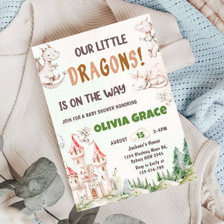 Niedliches Dragon Baby Dusche Party Einladung