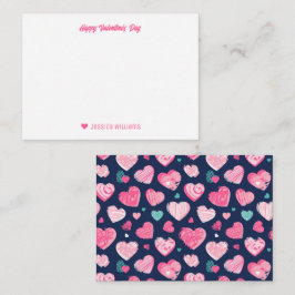 Niedliches Drehbuch Herzmuster Blauer Valentinstag Mitteilungskarte