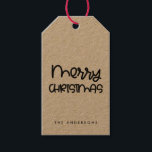 Niedliches Drehbuch Merry Christmas kraft Geschenkanhänger<br><div class="desc">Ein modernes und minimalistisches Design für diese Weihnachtsgeschenktafeln. Der kunst Deko Hintergrund (abnehmbar) bringt eine Touch der Originalität!</div>