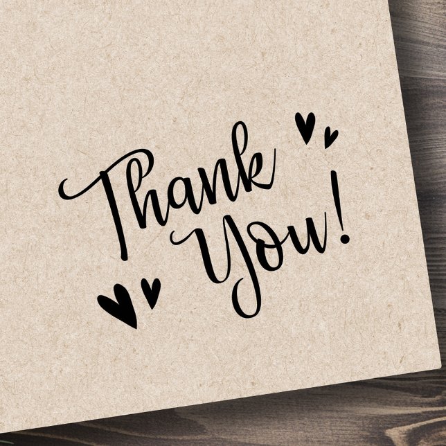 Niedliches Drehbuch und Herz danke Gummistempel (Cute script and hearts thank you rubber stamp)