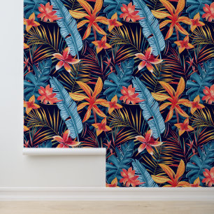 Niedliches Dschungelblumenmotiv Wallpaper Tapete