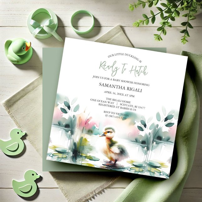 Niedliches Duck Duck Baby Duwer Gender Neutral Einladung (Sip and see baby shower invitations gender neutral watercolor duckling duck)
