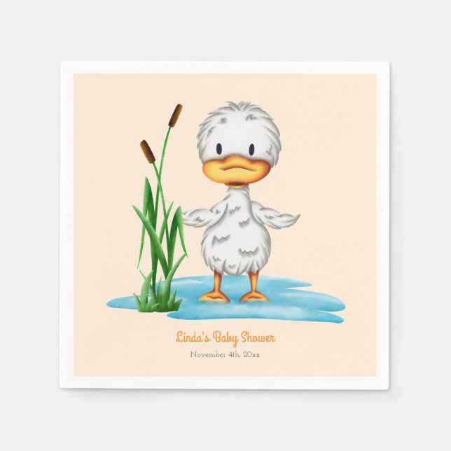 Niedliches Duckling-Gender-Neutral-Babydusche Serviette (Vorderseite)