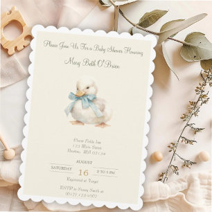 Niedliches Duckling mit Ribbon Babydusche Einladun Einladung