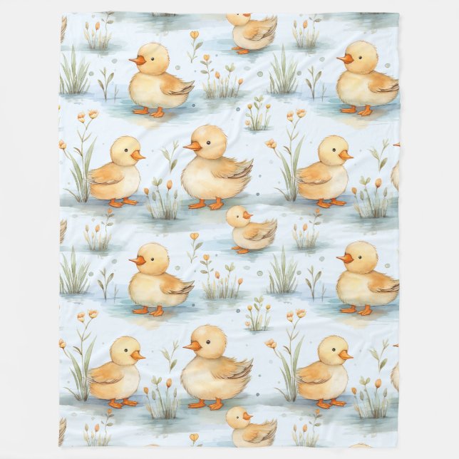 Niedliches Duckling-Muster Fleecedecke (Vorderseite)