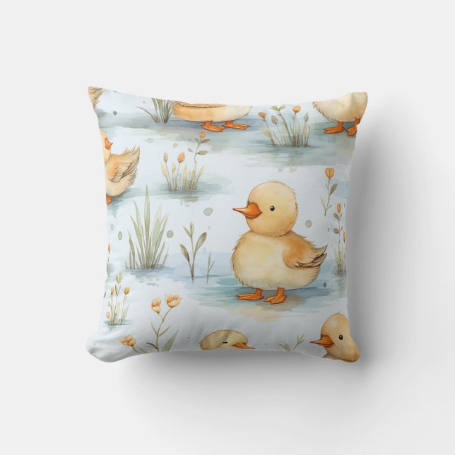 Niedliches Duckling-Muster Kissen (Vorderseite)