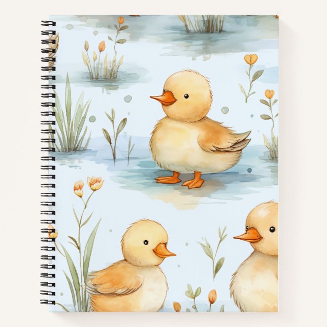 Niedliches Duckling-Muster Notizbuch (Vorderseite)