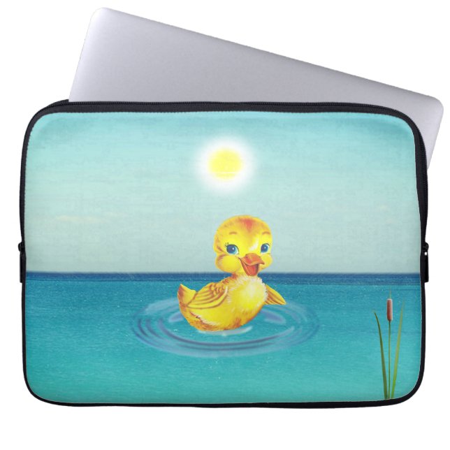 Niedliches Duckling Schwimmen am See Laptopschutzhülle (Vorderseite)