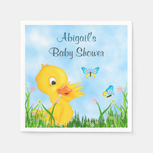 Niedliches Duckling und Schmetterlinge Kinderdusch Serviette