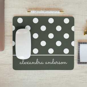 Niedliches dunkelgrünes Polka Dot Muster Personali Mousepad