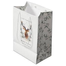 Niedliches Dusky Deer Floral Wappen jeden Geburtst Mittlere Geschenktüte