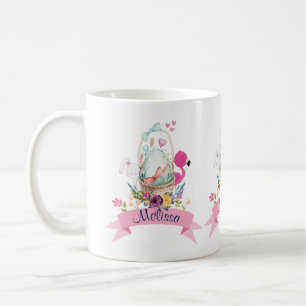 Niedliches Ei, rosa Flamingo & Bunny, /w Ribbon Kaffeetasse