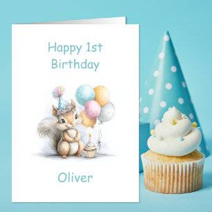 Niedliches Eichhörnchen 1. Geburtstag Karte