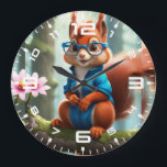 Niedliches Eichhörnchen am Zweig des Baumes Große Wanduhr<br><div class="desc">Niedliches Eichhörnchen am Zweig des Baumes</div>