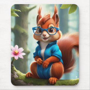 Niedliches Eichhörnchen am Zweig des Baumes Mousepad