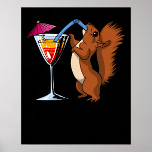 Niedliches Eichhörnchen Animal Drink Cocktail Part Poster