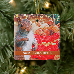 Niedliches Eichhörnchen Anpassbare Weihnachtsnuten Keramikornament