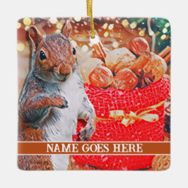 Niedliches Eichhörnchen Anpassbare Weihnachtsnuten Keramikornament