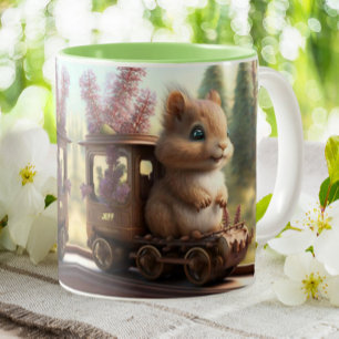 Niedliches Eichhörnchen auf einem Personalisierten Zweifarbige Tasse