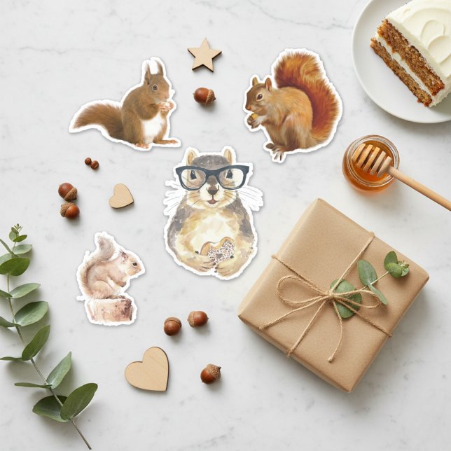 Niedliches Eichhörnchen-Aufkleberpack Aufkleber (Cute Assorted Squirrel Stickers)