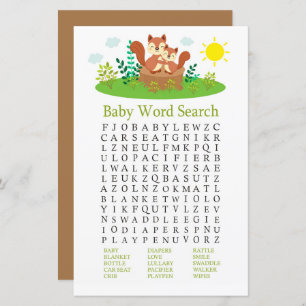 Niedliches Eichhörnchen Baby Dusche Word Search Ga