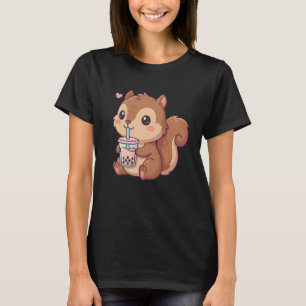 Niedliches Eichhörnchen Bubble Tea Kawaii Anime Ei T-Shirt