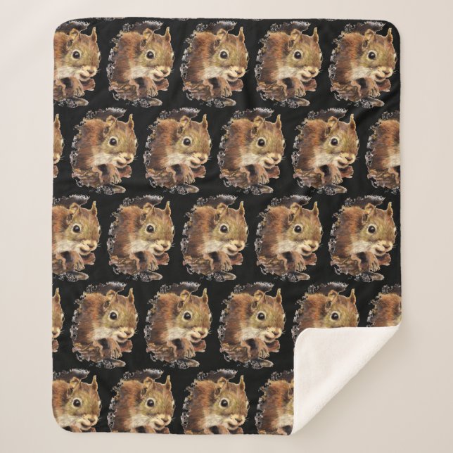 Niedliches Eichhörnchen Fantastische Wasserfarben Sherpadecke (Vorderseite)