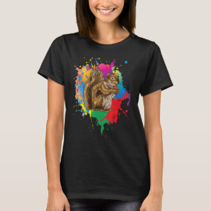 Niedliches Eichhörnchen Farbige Pop-Art-Farbexplos T-Shirt