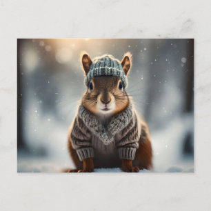 Niedliches Eichhörnchen für den Winter gekleidet P Postkarte