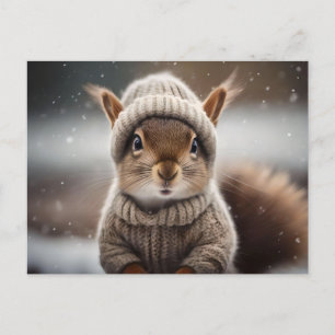 Niedliches Eichhörnchen für den Winter gekleidet P Postkarte