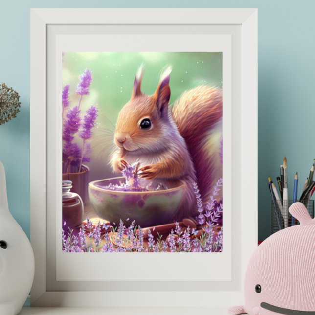 Niedliches Eichhörnchen im Lavender Fields Art Kin Poster (Von Creator hochgeladen)