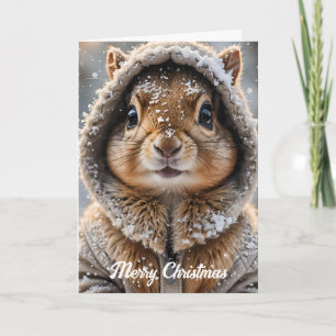 Niedliches Eichhörnchen im WinterOutfit Weihnachte Feiertagskarte