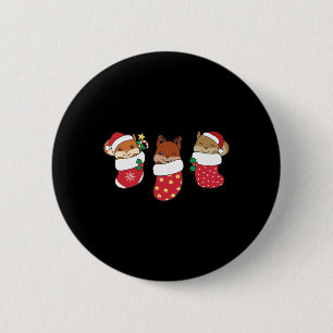 Niedliches Eichhörnchen in der Weihnachtssohle zu Button