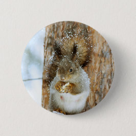 Niedliches Eichhörnchen in der Winterlandschaft Button