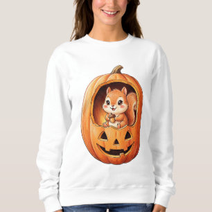 Niedliches Eichhörnchen in Halloween-Kürbis Jack o Sweatshirt
