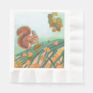 Niedliches Eichhörnchen isst HazelnussIllustration Serviette
