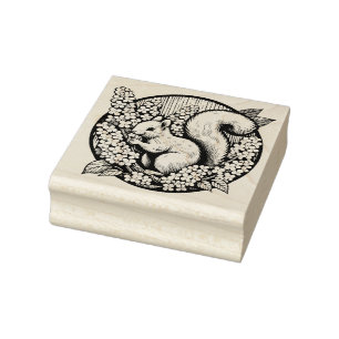 Niedliches Eichhörnchen Kunst Natur Liebhaber Blum Gummistempel