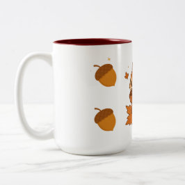 Niedliches Eichhörnchen mit Herbstblättern Zweifarbige Tasse