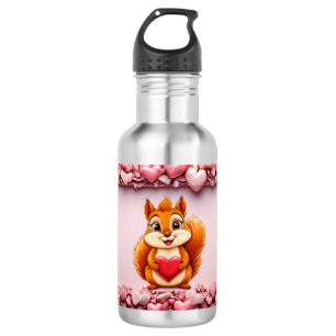 Niedliches Eichhörnchen mit Herz Edelstahlflasche